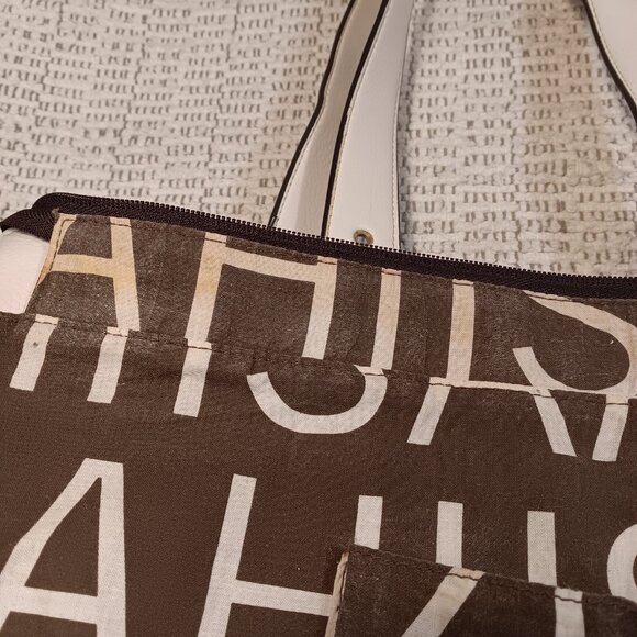 Isaac Mizrahi canvas & faux leather extra large shoulder tote bag purse - Picture 11 of 16